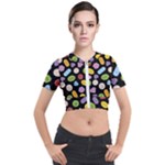 Ecstasy pills pattern Short Sleeve Cropped Jacket