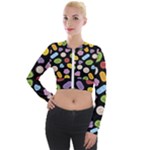 Ecstasy pills pattern Long Sleeve Cropped Velvet Jacket