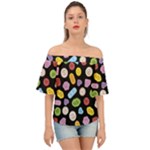 Ecstasy pills pattern Off Shoulder Short Sleeve Top