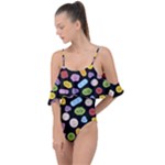 Ecstasy pills pattern Drape Piece Swimsuit