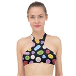 Ecstasy pills pattern High Neck Bikini Top