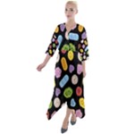 Ecstasy pills pattern Quarter Sleeve Wrap Front Maxi Dress