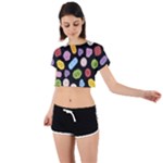 Ecstasy pills pattern Tie Back Short Sleeve Crop T-Shirt