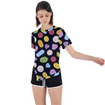 Ecstasy pills pattern Asymmetrical Short Sleeve Sports T-Shirt