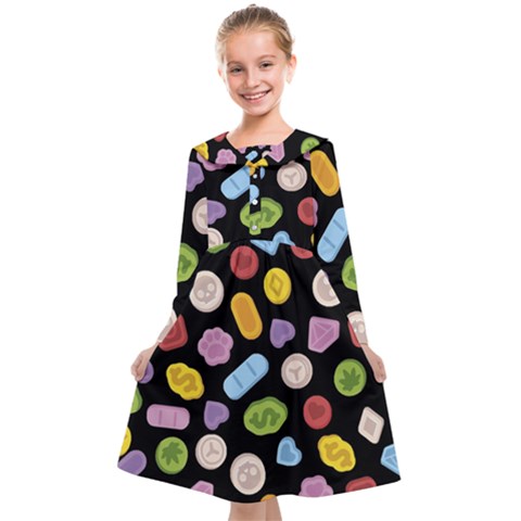 Ecstasy pills pattern Kids  Midi Sailor Dress from ArtsNow.com