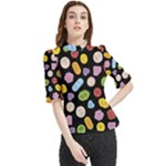 Ecstasy pills pattern Frill Neck Blouse