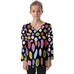 Ecstasy pills pattern Kids  V Neck Casual Top