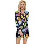 Ecstasy pills pattern Long Sleeve Satin Robe