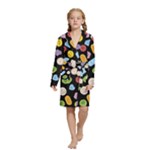 Ecstasy pills pattern Kids  Long Sleeve Velvet Lounge Robe