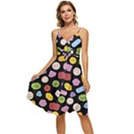 Ecstasy pills pattern Sleeveless Tie Front Chiffon Dress