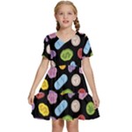 Ecstasy pills pattern Kids  Short Sleeve Tiered Mini Dress