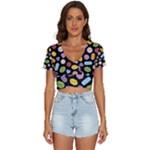 Ecstasy pills pattern V-Neck Crop Top