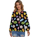 Ecstasy pills pattern Women s Long Sleeve Button Up Shirt