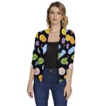 Ecstasy pills pattern Women s Draped Front 3/4 Sleeve Shawl Collar Jacket