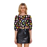 Ecstasy pills pattern Mid Sleeve Drawstring Hem Top