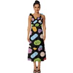 Ecstasy pills pattern Tie-Strap Tiered Midi Chiffon Dress