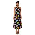 Ecstasy pills pattern Sleeveless Cross Front Cocktail Midi Chiffon Dress