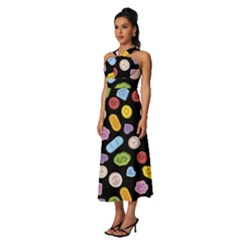 Sleeveless Cross Front Cocktail Midi Chiffon Dress 