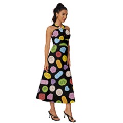 Sleeveless Cross Front Cocktail Midi Chiffon Dress 