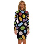 Ecstasy pills pattern Long Sleeve Shirt Collar Bodycon Dress