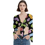 Ecstasy pills pattern Trumpet Sleeve Cropped Top