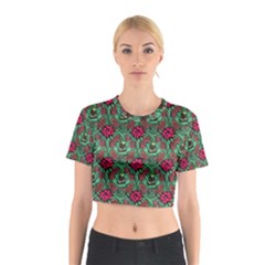 Retro 1880s Flowers Pattern 3 Cotton Crop Top from ArtsNow.com