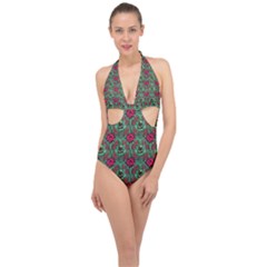 Halter Front Plunge Swimsuit 