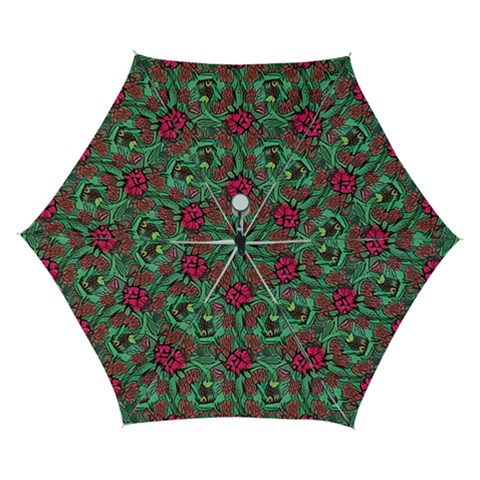 Retro 1880s Flowers Pattern 3 Automatic Folding Umbrella with Case (Small) from ArtsNow.com