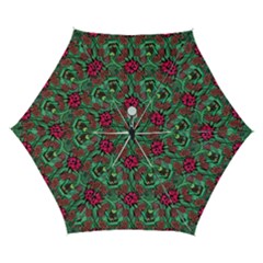 Retro 1880s Flowers Pattern 3 Automatic Folding Umbrella with Case (Small) from ArtsNow.com