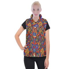 Mid Century Retro Floral 1970s 1960s Pattern 69 Women s Button Up Vest from ArtsNow.com