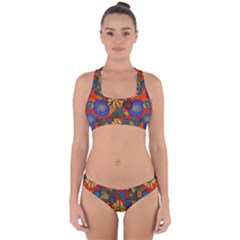 Mid Century Retro Floral 1970s 1960s Pattern 69 Cross Back Hipster Bikini Set from ArtsNow.com