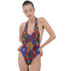 Backless Halter One Piece Swimsuit 