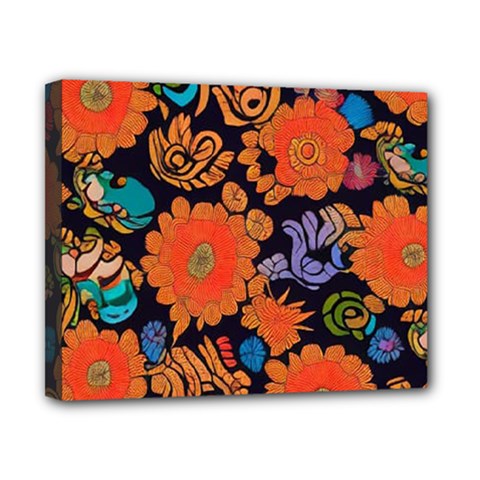 Mid Century Retro Floral 1970s 1960s Pattern 49 Canvas 10  x 8  (Stretched) from ArtsNow.com