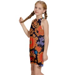 Kids  Halter Collar Waist Tie Chiffon Dress 