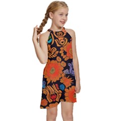 Kids  Halter Collar Waist Tie Chiffon Dress 