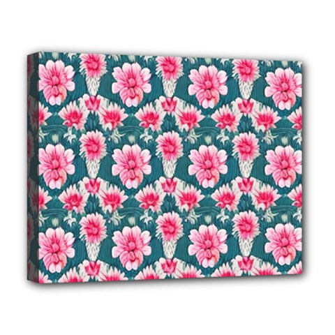 Retro 1880s Flowers Pattern 22 Deluxe Canvas 20  x 16  (Stretched) from ArtsNow.com