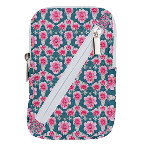 Retro 1880s Flowers Pattern 22 Belt Pouch Bag (Large) from ArtsNow.com