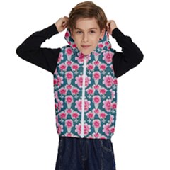 Retro 1880s Flowers Pattern 22 Kids  Stylish Hooded Puffer Vest from ArtsNow.com