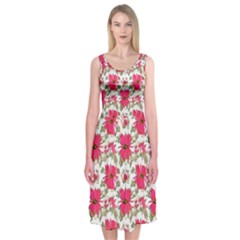 Retro 1880s Flowers Pattern 14 Midi Sleeveless Dress from ArtsNow.com