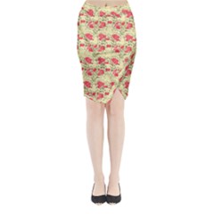 Retro 1880s Flowers Pattern 18 Midi Wrap Pencil Skirt from ArtsNow.com