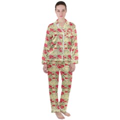 Women s Long Sleeve Satin Pajamas Set	 