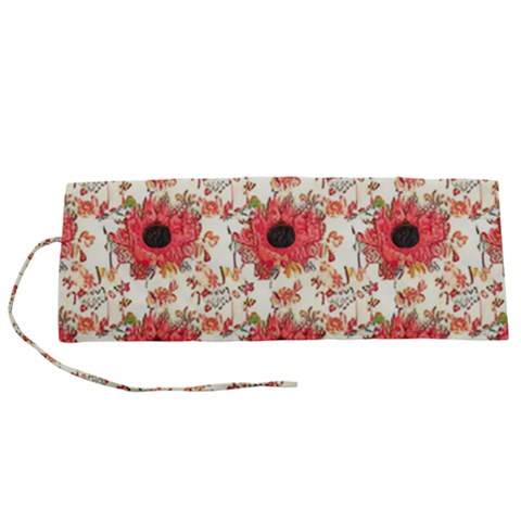 Retro 1880s Flowers Pattern 23 Roll Up Canvas Pencil Holder (S) from ArtsNow.com