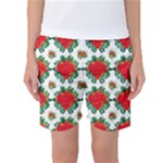 Retro 1880s Flowers Pattern 13 Women s Basketball Shorts