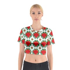 Retro 1880s Flowers Pattern 13 Cotton Crop Top from ArtsNow.com