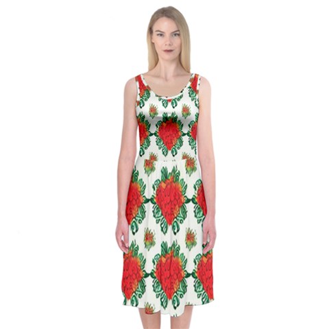 Retro 1880s Flowers Pattern 13 Midi Sleeveless Dress from ArtsNow.com