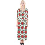 Retro 1880s Flowers Pattern 13 Quarter Sleeve Wrap Maxi Dress