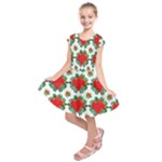 Retro 1880s Flowers Pattern 13 Kids  Short Sleeve Dress