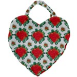 Retro 1880s Flowers Pattern 13 Giant Heart Shaped Tote