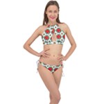 Retro 1880s Flowers Pattern 13 Cross Front Halter Bikini Set