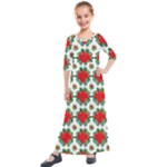 Retro 1880s Flowers Pattern 13 Kids  Quarter Sleeve Maxi Dress